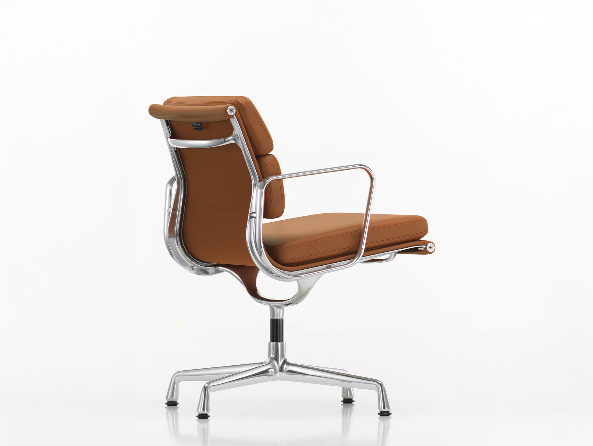 Soft Pad Conference Chair EA 208 by Vitra - Polished Aluminium / Seat: Cognac Premium F Leather / Back: Plano Cognac (L50)