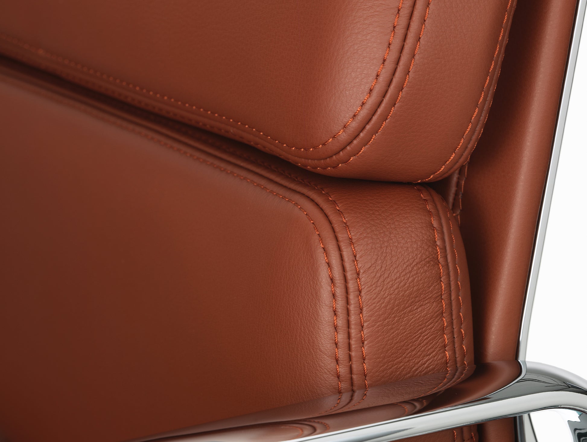 Soft Pad Work Chair EA 217 by Vitra - Chromed Aluminium / Brandy Premium F Leather