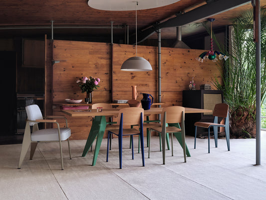EM Table by Vitra - Solid Oak Tabletop / Ble Vert Base