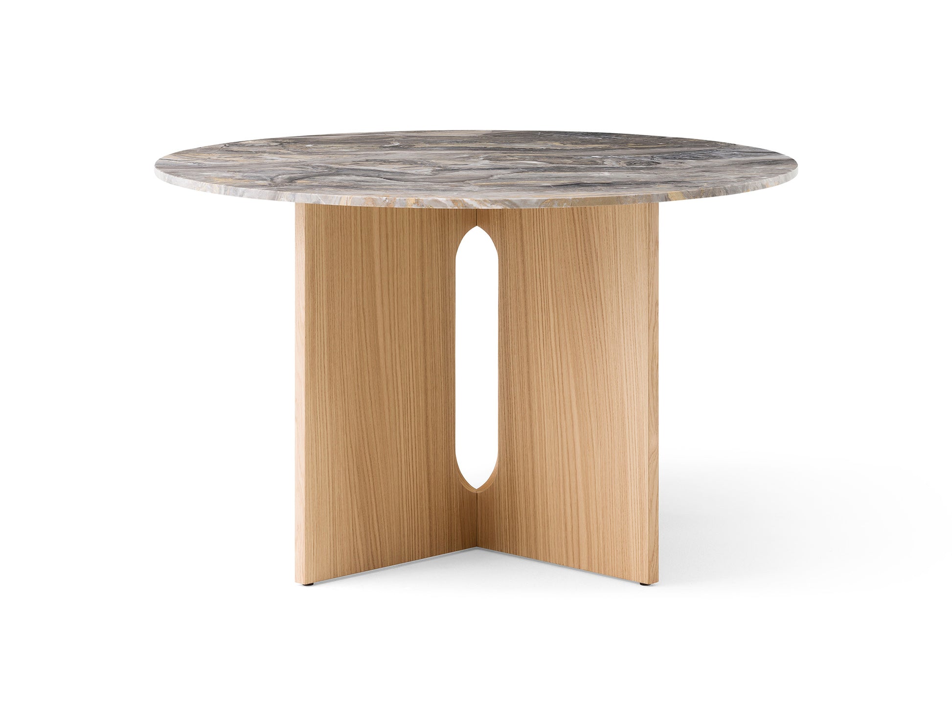 Androgyne Dining Table (Marble Edition) by Audo Copenhagen - Grey Galaxy Marble / Oak Base