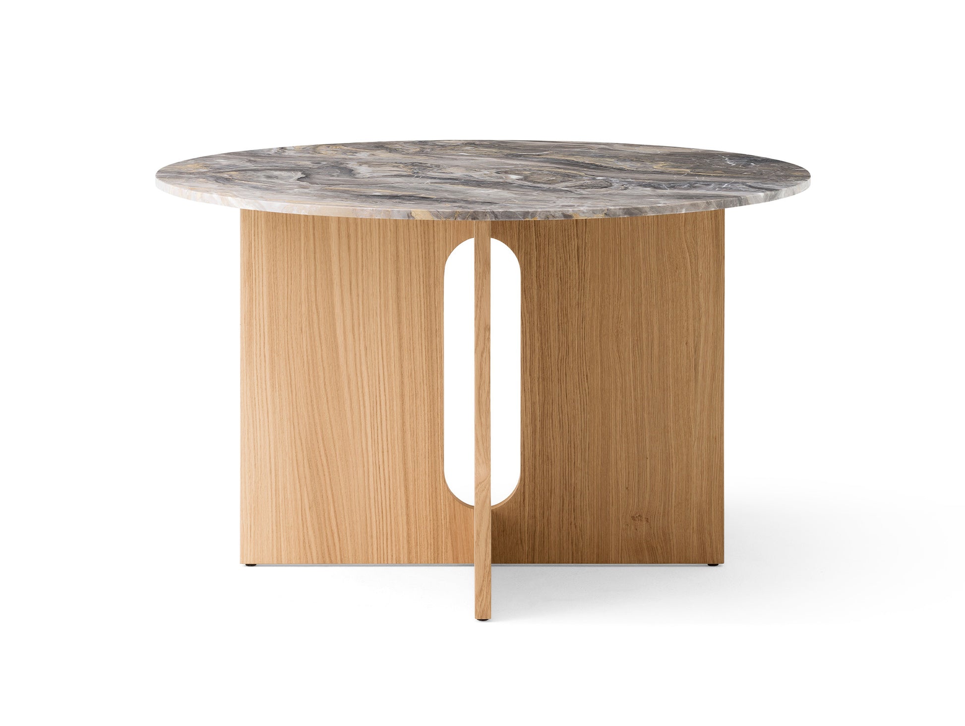 Androgyne Dining Table (Marble Edition) by Audo Copenhagen - Grey Galaxy Marble / Oak Base