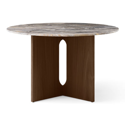 Androgyne Dining Table (Marble Edition) by Audo Copenhagen - Grey Galaxy Marble / Dark Stained Oak Base