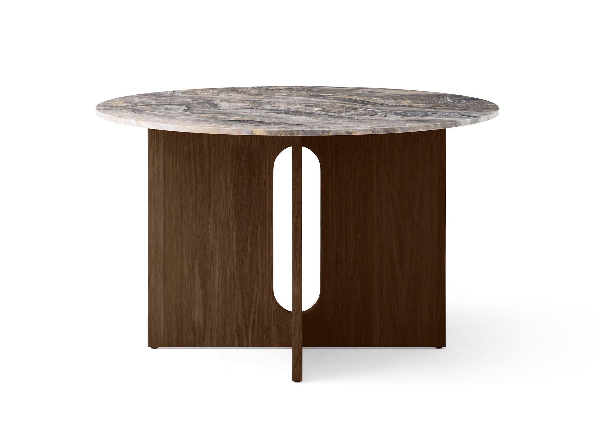 Androgyne Dining Table (Marble Edition) by Audo Copenhagen - Grey Galaxy Marble / Dark Stained Oak Base