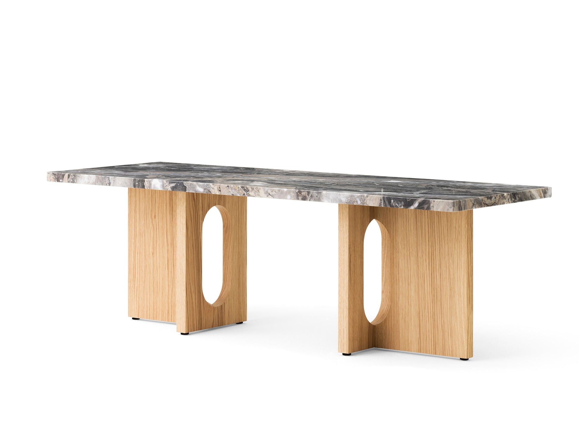 Androgyne Lounge Table by  Audo Copenhagen - Grey Galaxy Marble Top / Oak Veneer Base
