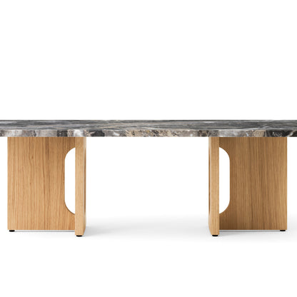 Androgyne Lounge Table by  Audo Copenhagen - Grey Galaxy Marble Top / Oak Veneer Base