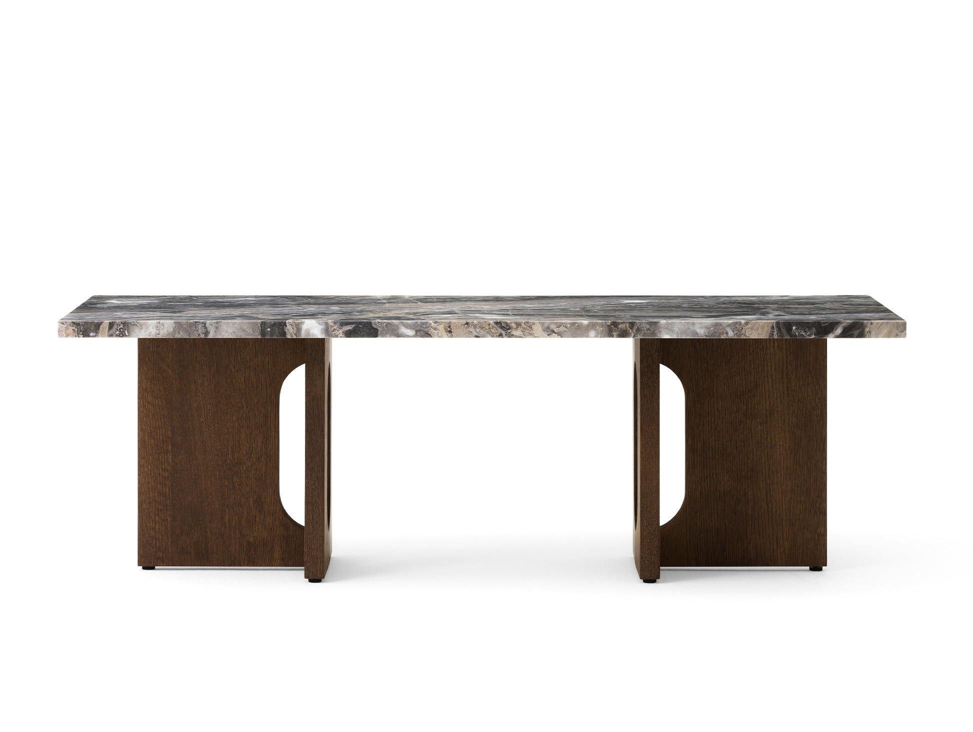Androgyne Lounge Table by  Audo Copenhagen - Grey Galaxy Marble Top / Dark Oak Veneer Base