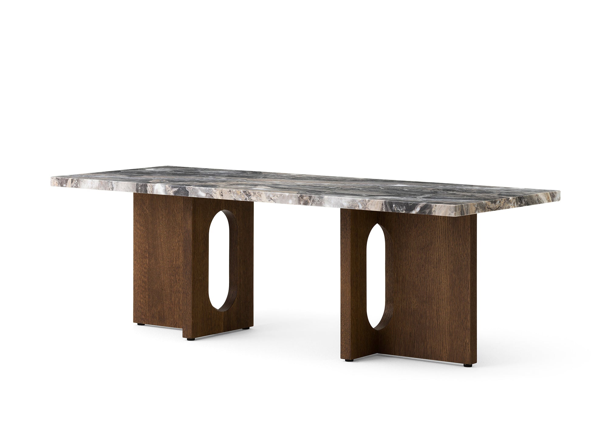 Androgyne Lounge Table by  Audo Copenhagen - Grey Galaxy Marble Top / Dark Oak Veneer Base