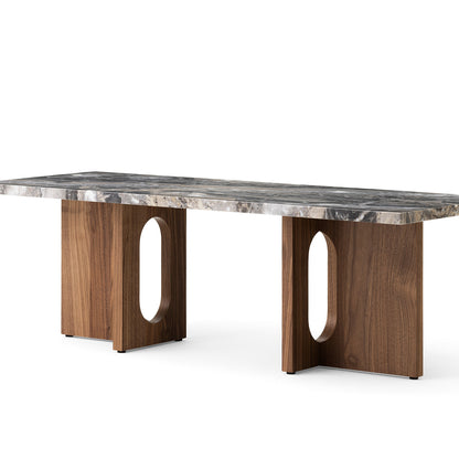Androgyne Lounge Table by  Audo Copenhagen - Grey Galaxy Marble Top / Walnut Veneer Base