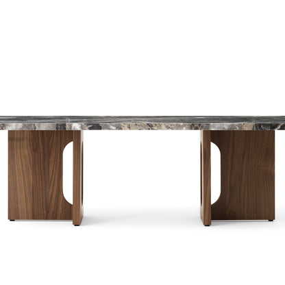 Androgyne Lounge Table by Audo - Grey Galaxy Marble Top / Walnut Veneer Base