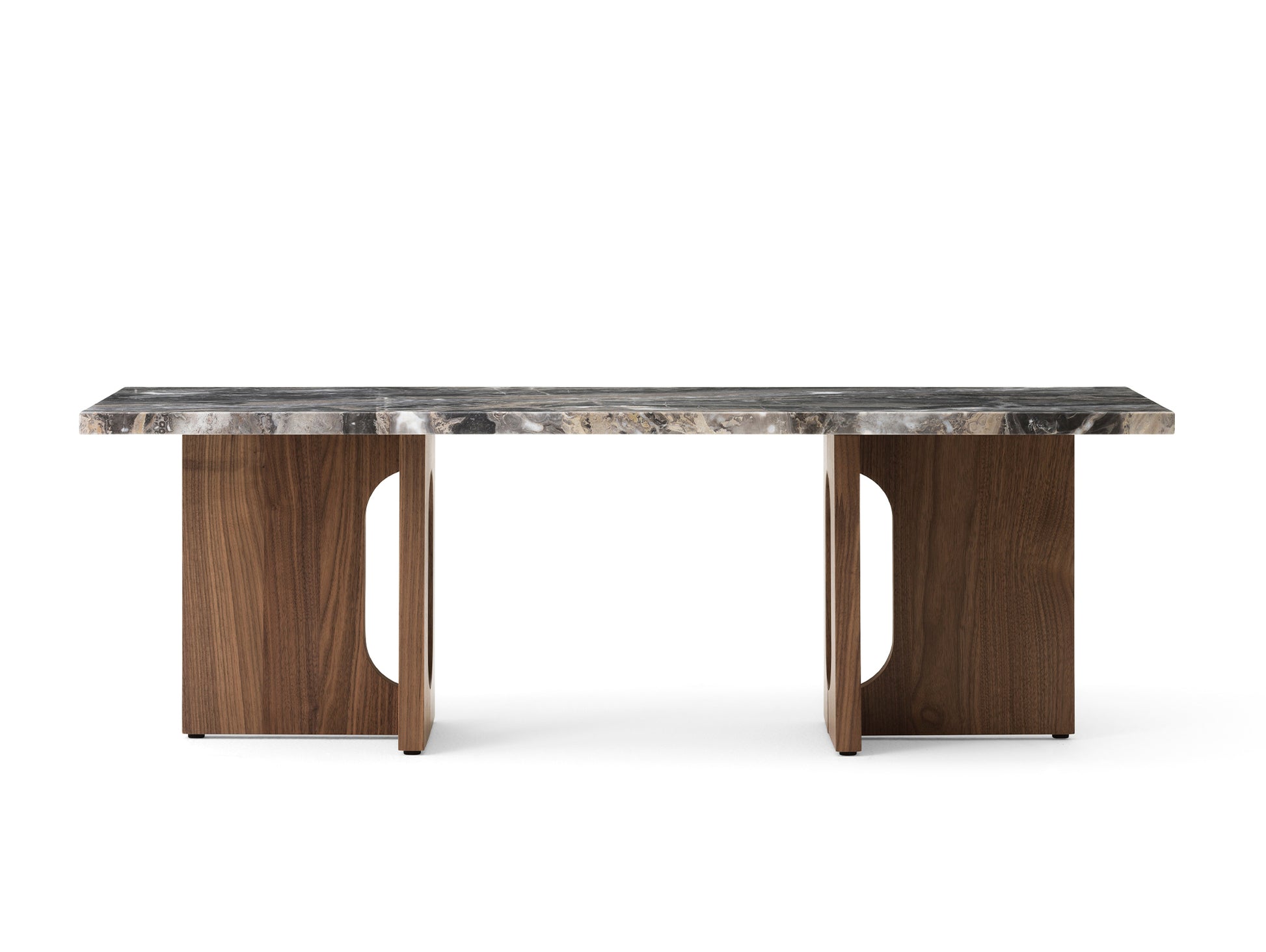 Androgyne Lounge Table by Audo - Grey Galaxy Marble Top / Walnut Veneer Base