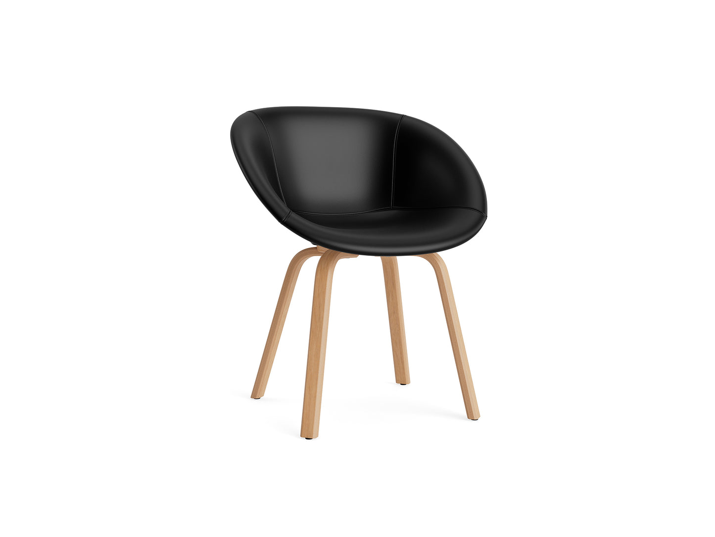 Mat Armchair Full Upholstered - Wood by Normann Copenhagen -  Ultra Leather Black 41599