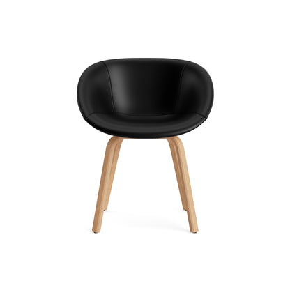 Mat Armchair Full Upholstered - Wood by Normann Copenhagen -  Ultra Leather Black 41599