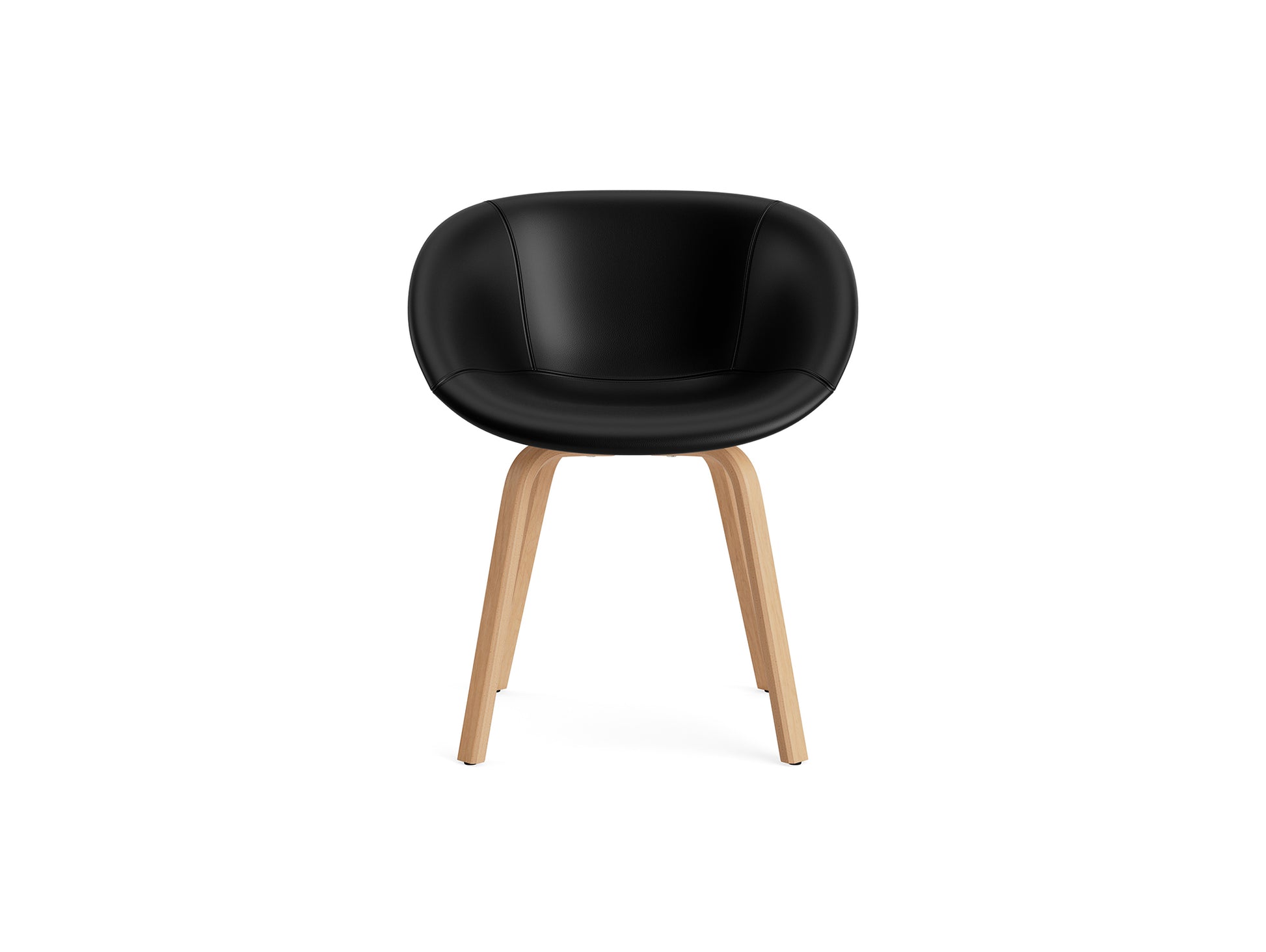 Mat Armchair Full Upholstered - Wood by Normann Copenhagen -  Ultra Leather Black 41599