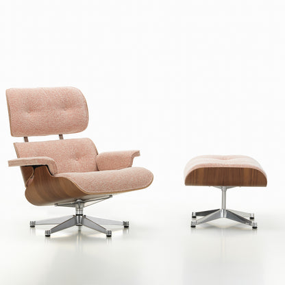 Eames Lounge Chair and Ottoman - Nubia Fabric by Vitra - Black Pigmented Walnut / Ivory Peach 07 Nubia
