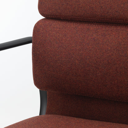 Soft Pad Work Chair EA 217 by Vitra - Deep Black Powder-Coated Aluminium / Cosy 2 Chestnut (F80)