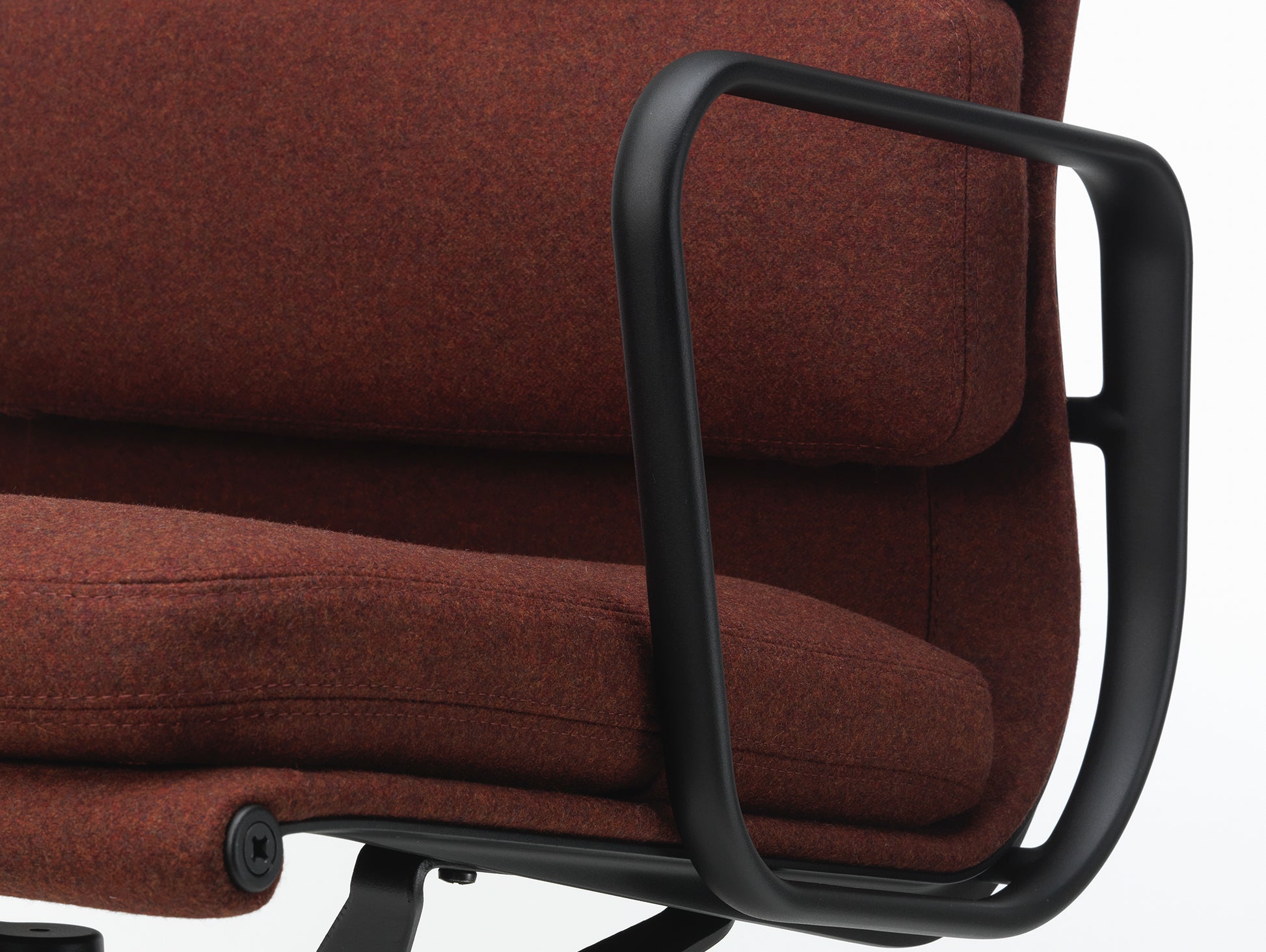 Soft Pad Work Chair EA 217 by Vitra - Deep Black Powder-Coated Aluminium / Cosy 2 Chestnut (F80)