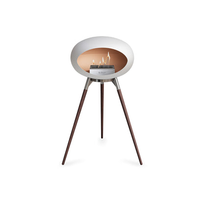 Ground High Fireplace by Le Feu - White Dome / Polished Steel Bowl / Smoked Oak Base