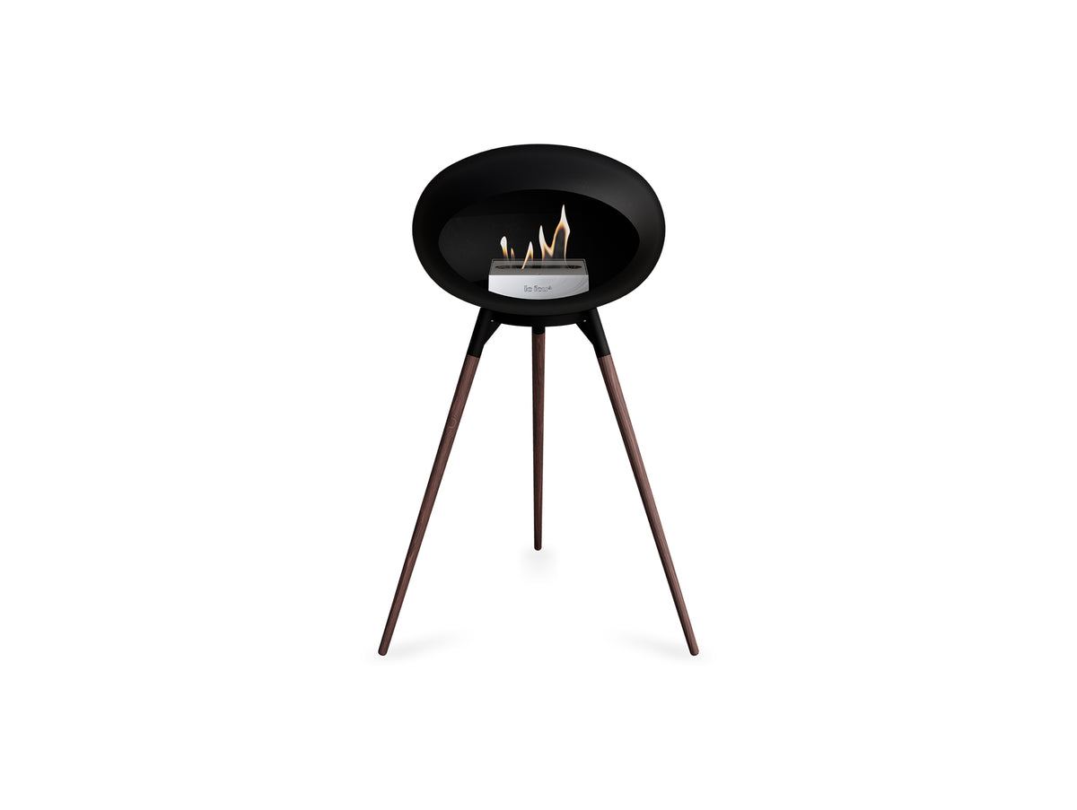 Ground High Fireplace by Le Feu - Black Dome / Black Bowl / Smoked Oak Base