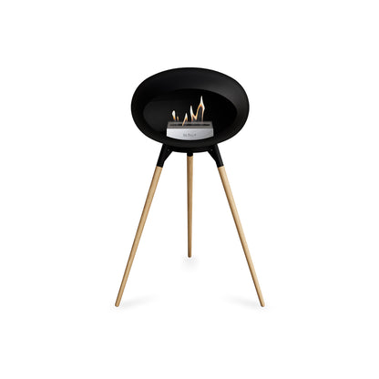 Ground High Fireplace by Le Feu - Black Dome / Black Bowl / Soaped Oak Base
