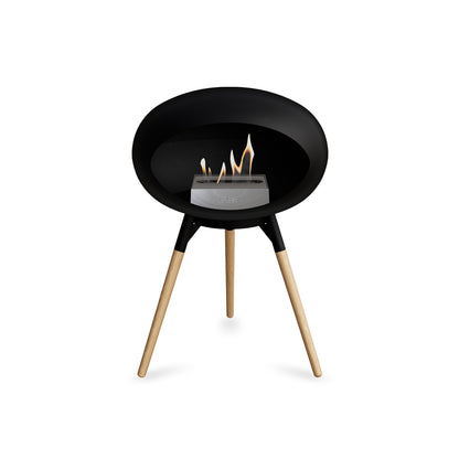 Ground Low Fireplace by Le Feu - Black Dome / Black Bowl / Soaped Oak Base
