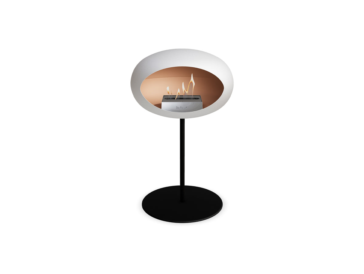 Steel Low Fireplace by Le Feu - White Dome/ Black Pole 25 mm / Black Plate
