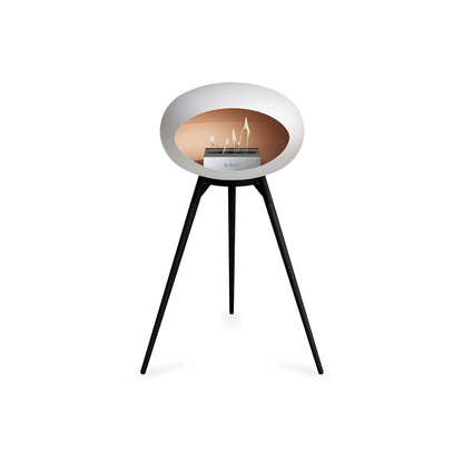 Ground High Fireplace by Le Feu - White Dome / Black Bowl / Black Oak Base