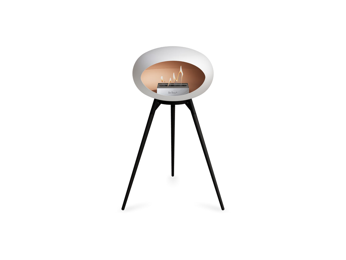 Ground High Fireplace by Le Feu - White Dome / Black Bowl / Black Oak Base