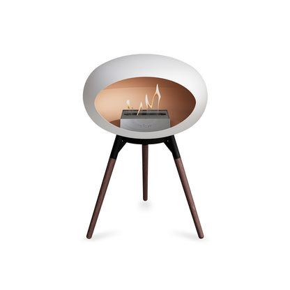 Ground Low Fireplace by Le Feu - White Dome / Black Bowl / Smoked Oak Base