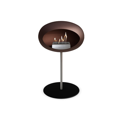 Steel Low Fireplace by Le Feu - Mocca Dome/ Polished Steel 25 mm / Black Plate