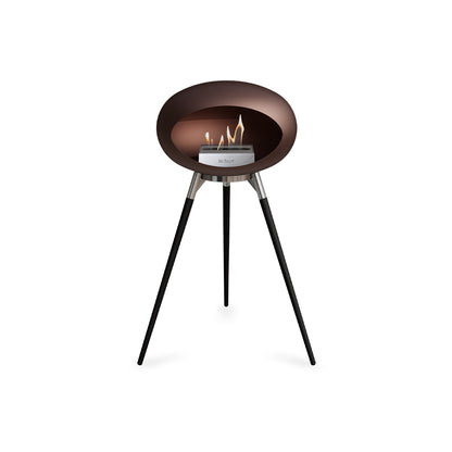 Ground High Fireplace by Le Feu - Mocca Dome / Polished Steel Bowl / Black Oak Base