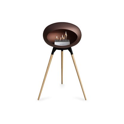 Ground High Fireplace by Le Feu - Mocca Dome / Black Bowl / Soaped Oak Base