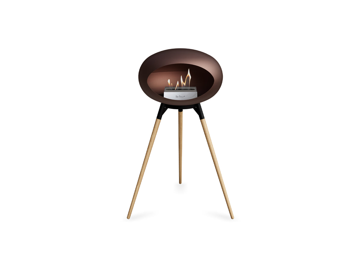 Ground High Fireplace by Le Feu - Mocca Dome / Black Bowl / Soaped Oak Base