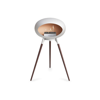 Ground High Fireplace by Le Feu - White Dome / White Bowl / Smoked Oak Base