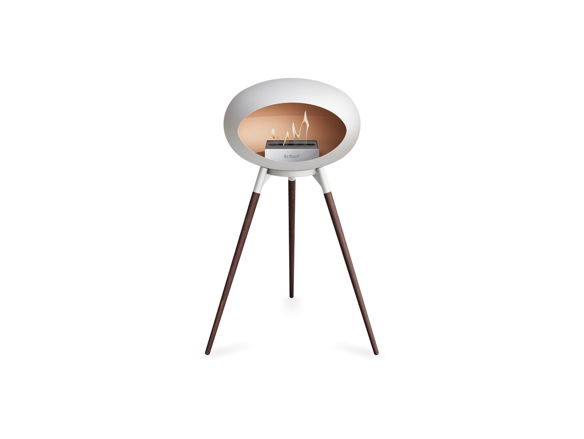 Ground High Fireplace by Le Feu - White Dome / White Bowl / Smoked Oak Base