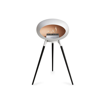 Ground High Fireplace by Le Feu - White Dome / White Bowl / Black Oak Base