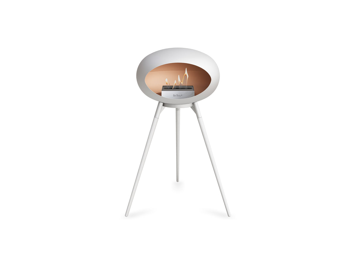 Ground High Fireplace by Le Feu - White Dome / White Bowl / White Oak Base