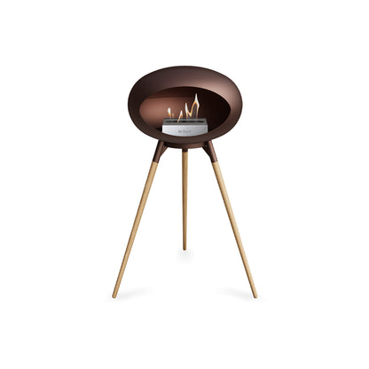 Ground High Fireplace by Le Feu - Mocca Dome / Mocca Bowl / Soaped Oak Base