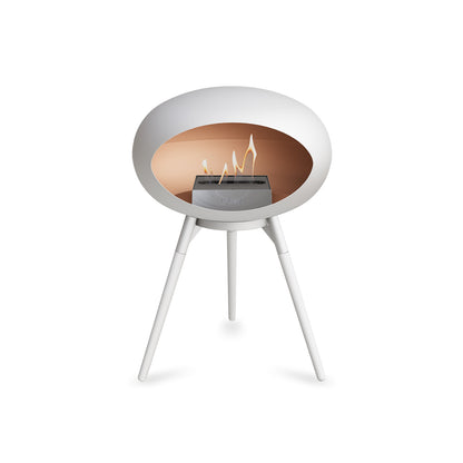 Ground Low Fireplace by Le Feu - White Dome / White Bowl / White Oak Base