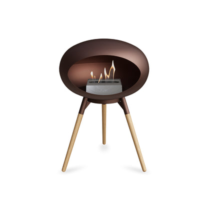 Ground Low Fireplace by Le Feu - Mocca Dome / Mocca Bowl / Soaped Oak Base