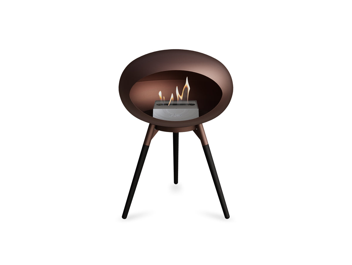 Ground Low Fireplace by Le Feu - Mocca Dome / Mocca Bowl / Black Oak Base