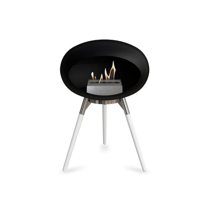 Ground Low Fireplace by Le Feu - Black Dome / Polished Steel Bowl / White Oak Base