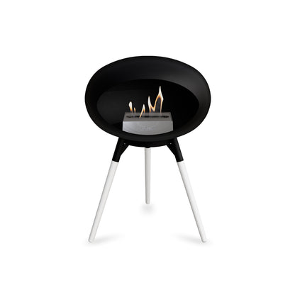 Ground Low Fireplace by Le Feu - Black Dome / Black Bowl / White Oak Base