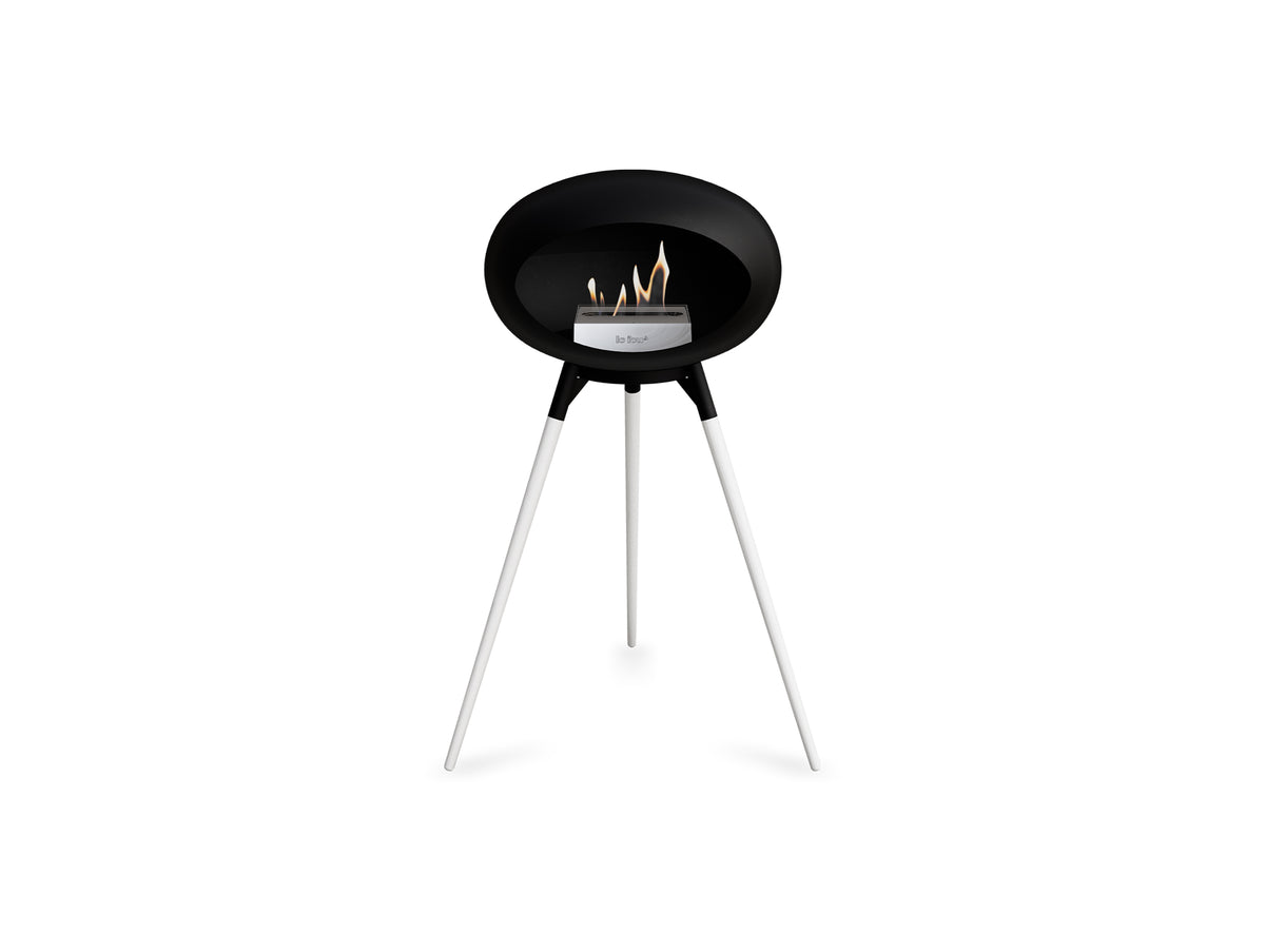 Ground High Fireplace by Le Feu - Black Dome / Black Bowl / White Oak Base