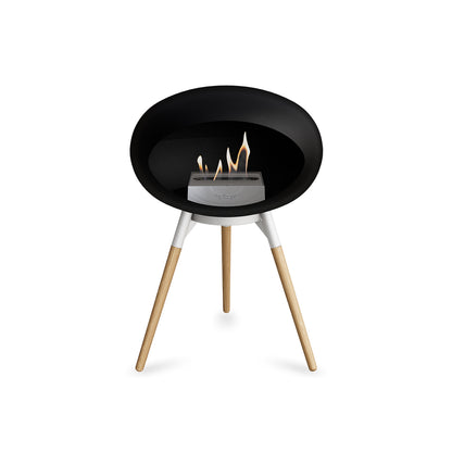Ground Low Fireplace by Le Feu - Black Dome / White Bowl / Soaped Oak Base