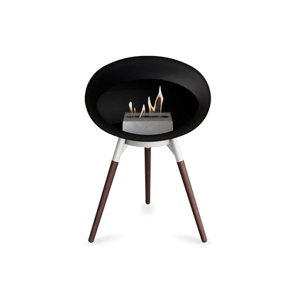 Ground Low Fireplace by Le Feu - Black Dome / White Bowl / Smoked Oak Base