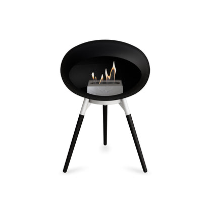 Ground Low Fireplace by Le Feu - Black Dome / White Bowl / Black Oak Base
