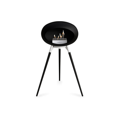 Ground High Fireplace by Le Feu - Black Dome / White Bowl / Black Oak Base
