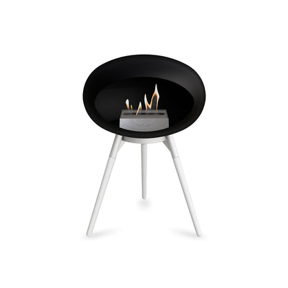 Ground Low Fireplace by Le Feu - Black Dome / White Bowl / White Oak Base
