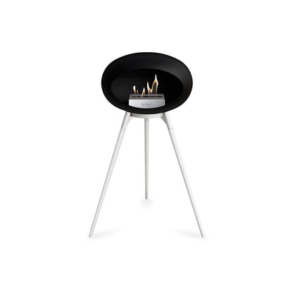 Ground High Fireplace by Le Feu - Black Dome / White Bowl / White Oak Base