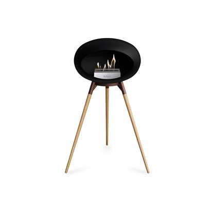 Ground High Fireplace by Le Feu - Black Dome / Mocca Bowl / Soaped Oak Base